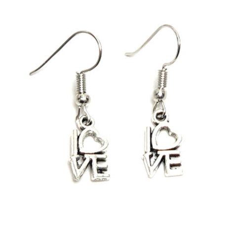 Fashion Trendy Valentine Heart"Love" Dangle Earrings For Women / AZAEVH106-ASL