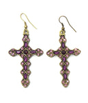 Fashion Trendy Vintage Cross Shape Crystal Fish Hook Cross Earrings For Women / AZERCR018-AGP