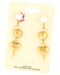 Gold Tone Cream Synthetic Pearl Clip-on 3 Pair Earring / AZERAB956-GPR