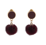 Fashion Cute Plush Ball Enamel Stud Dangle Earrings for Women / AZERPP007