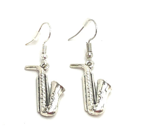 Fashion Trendy Handmade Musical Instrument Saxophone Charm Dangle Earrings For Women / AZAEMI171-ASL