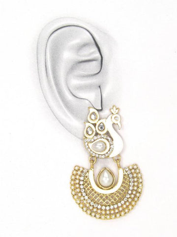 Imitation Designer Ram Leela Style Peacock Earring For Women / AZIDPE003-GWH