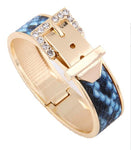 Fashion Trendy Fold Over Bracelet - Gold/Blue For Women / AZBRLB016-GBL