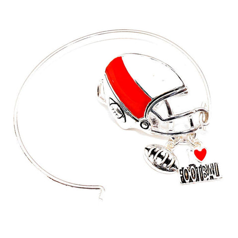 Sport FootBall "I Love Football" Helmet Game Day Bracelet For Women / AZSJBT640-SWR