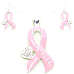 Pink Ribbon Pendant Set - Breast Cancer Awareness For Women / AZNSBCA005-SPP