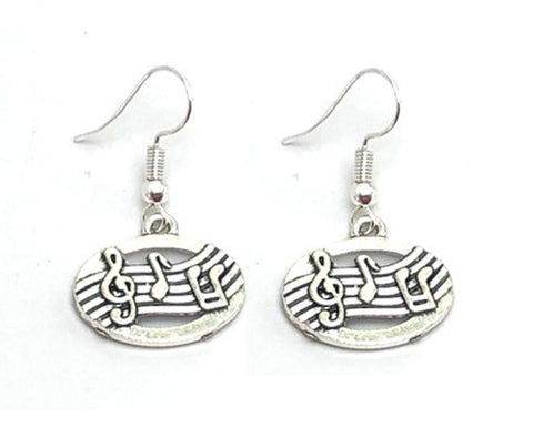 Fashion Trendy Handmade Musical Treble Clef Note Charm Dangle Earrings For Women / AZAEDM701-ASL