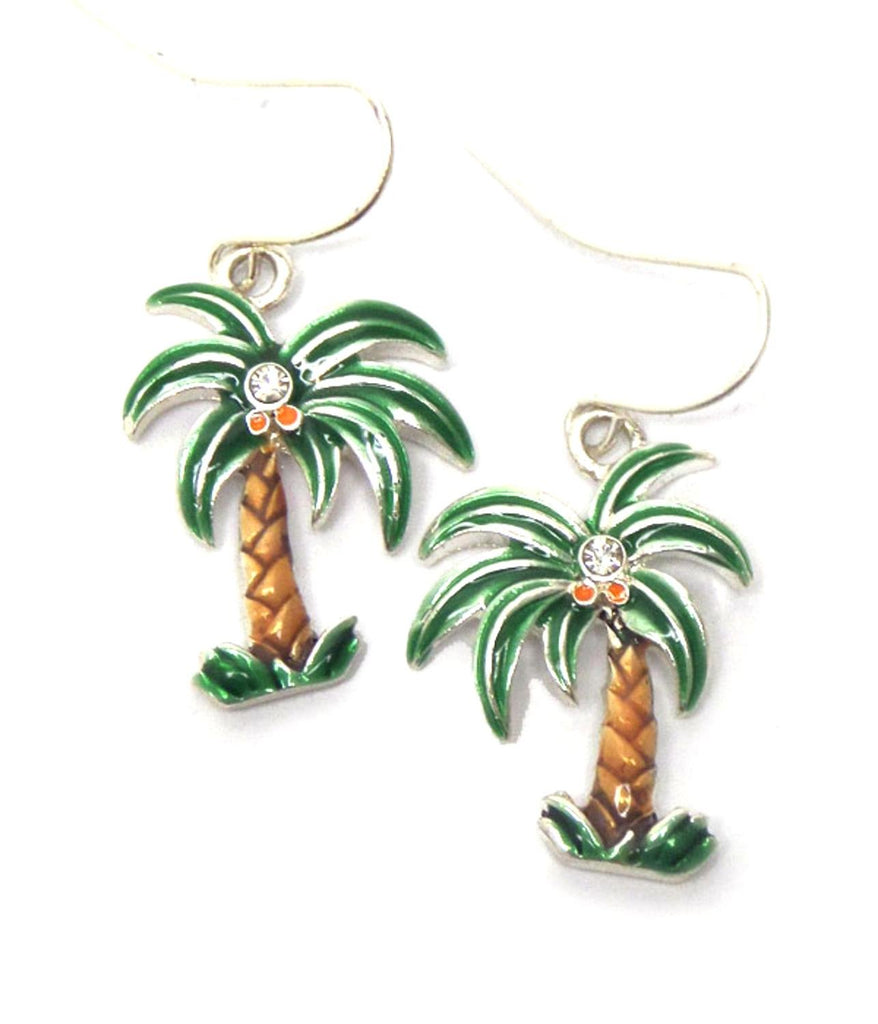 Arras Creations Sea Life/Palm Tree with Crystal Fish Hook Drop Earring