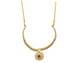 Imitation Traditional Kolhapuri Necklace - Rava Pendant Pipe Thushi For Women / AZMKN1039-GLD
