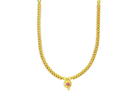 Imitation Traditional Kolhapuri Necklace - Delicate Thushi For Women / AZMKN1004-GLD