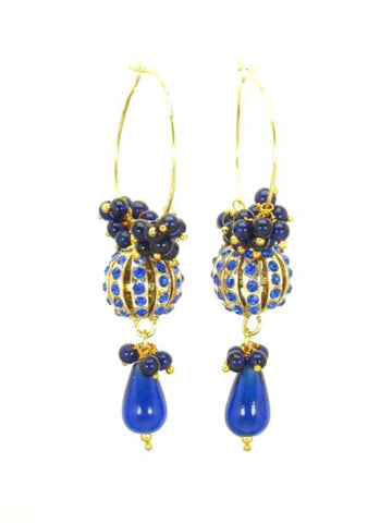 Hoop Style Indian Traditional Earring - Gold Tone - Blue Color / AZINHP002-GBL