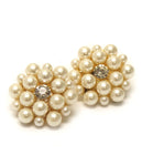 Authentic Traditional Imitation Pearl Flower Crystal Bold Stud Earrings Kolhapuri Kudi Earrings for Women / AZKEKU002-GPE