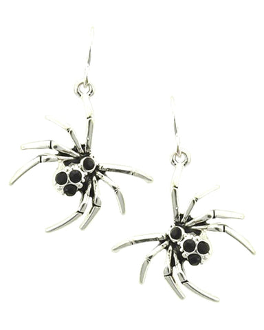 Fashion Halloween Spider Dangle Fish Hook Earrings For Women / AZERHE503-ASB