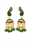 Authentic Indian Style Imitation Meenakari Jhumka Earrings For Women / AZINME201-GGR