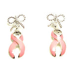 Arras Creations Breast Cancer Awareness Ribbon Dangle Post Earrings for Women / AZEABC007-SPI