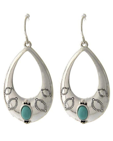 Trendy Fashion Chandelier Dangle Antique Silver Turquoise Stone Earring/AZERVT596-ATU