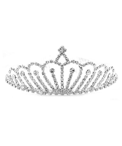 Silver Tone Rhinestone Crown Tiara Headband Wedding Party / AZFJTI001-SCL
