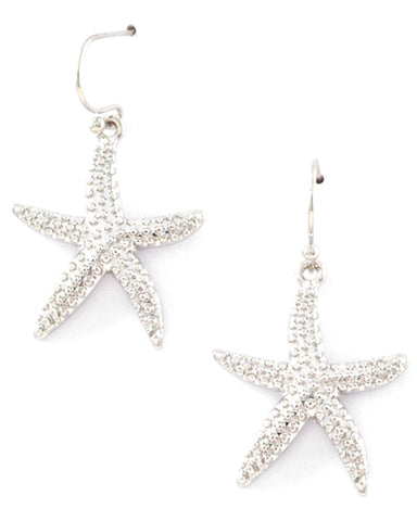 Silver Tone Metal StarFish Dangle Hook Earring / AZERSEA267-SIL