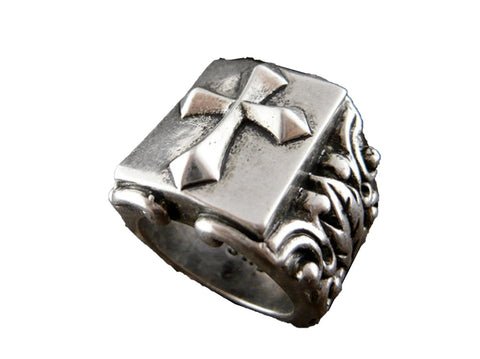 Mens stainless steel ring - Cross - Size 9