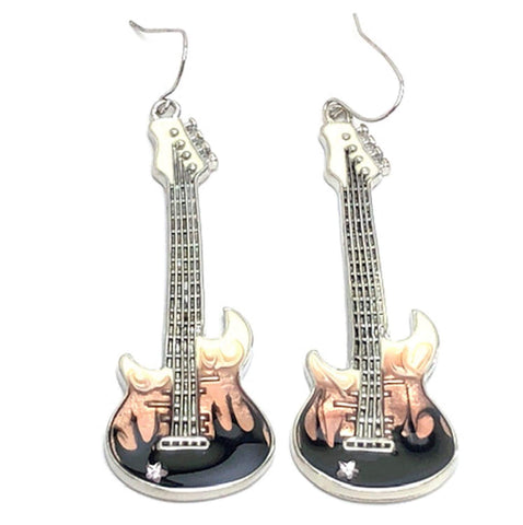 Fashion Trendy Handmade Music Instrument Dangle Electric Guitar Earrings For Women / AZAEDM051-MUL