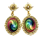 Trendy Fashion Cameo Lacework Swirl Cabochon Earrings for Women / AZEACS411-AGM