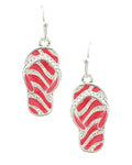 Fashion Trendy Zebra Pattern Flip Flop Dangle Earrings For Women / AZERFF690-SPI