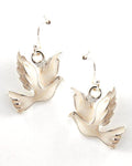 Peace Silver Tone Ivory Epoxy Dove Dangle Earring for Women / AZERFH309-SWH