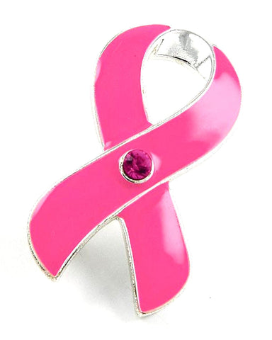 Breast Cancer Awareness Pink Epoxy & Acrylic Ribbon Brooch or Pin / AZFJBR967-SPI-BCA