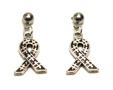Autism Puzzle Ribbon Dangle Earrings Fashion Novelty Jewelry for Women / AZAEAU101-ASL
