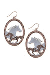 WESTERN Fashion Etched Horse Cutout Dangle Earrings For Women / AZERSW224