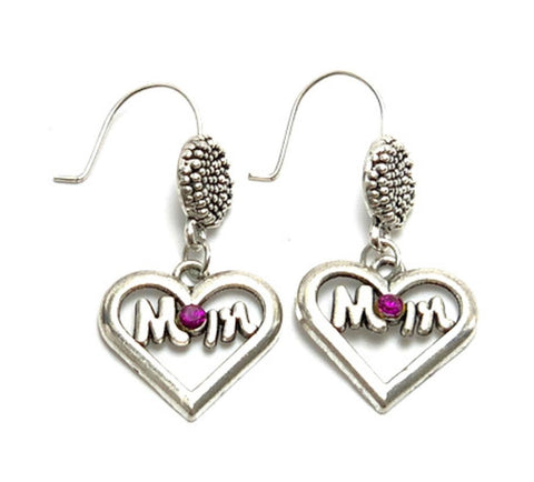 Mother's Day "Love Mom" Fish Hook Earrings For Women / AZAELM502-ASP