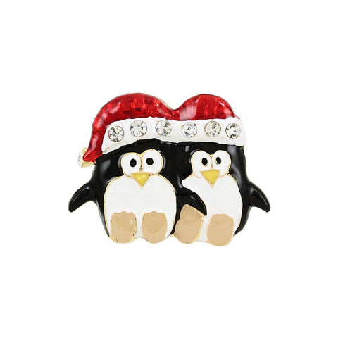Christmas Penguin Christmas Pin Brooch / AZFJBR953-GMU-CHR