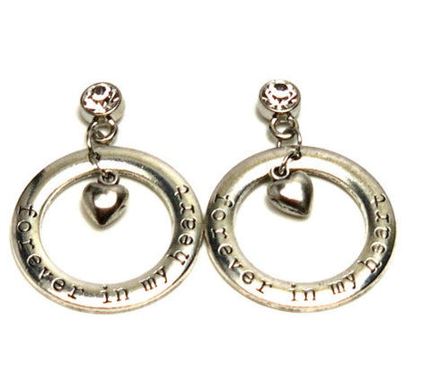 Fashion Trendy Valentine Heart Love Dangle Earrings For Women / AZAEVH108-SIL