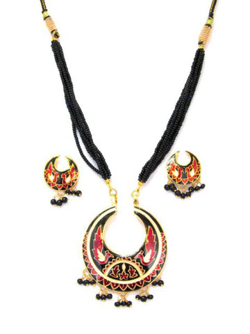 Authentic Designer Indian Thewa Rajasthani Style Jewelry Set for Women / AZINTH022-GBK