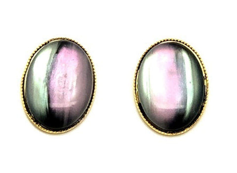 Trendy Fashion Cameo Cabochon Button Post Earrings for Women / AZEACPS01-GAB