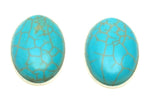Trendy Fashion Cameo Cabochon Turquoise Button Post Earrings for Women / AZEACPM01-STU