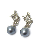 Crystal Imitation Pearl Dangle Post Earrings / AZERFH289-SPE