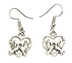 Fashion Trendy Valentine Heart Love Dove Dangle Earrings For Women / AZAEVE001-ASL