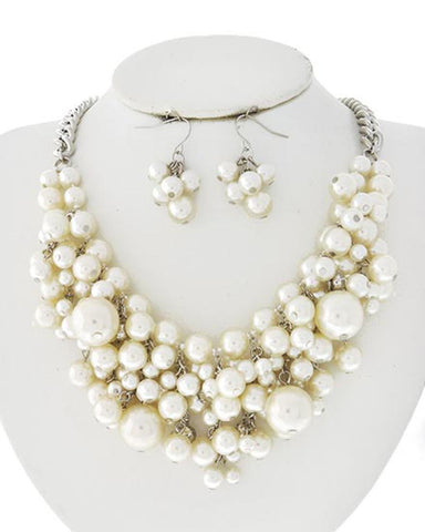 Unique Designer Trendy Imitations Pearl Necklace Set for Women / AZFJNS131-SWH