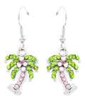 Sea Life / Palm Tree Dangle with Crystal Fish Hook Drop Earrings For Women / AZERSEA027-SMU