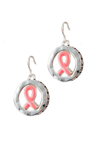 Arras Creations Pink Ribbon 3D Hook Earring - Breast Cancer Awareness for Women / AZERBCA013-SPK