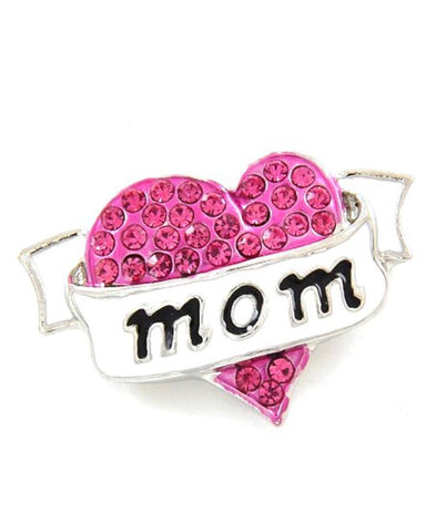 Mother's Day / Pink Mom W/ Heart - Brooch/pin / AZFJBR038-SPI-MOM