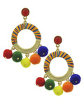 Fashion Trendy Pom Pom Ball Dangle Earrings for Women / AZERPP717-MUL