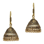 Bollywood Trendy Fashion Oxidized Gold Finish Jhumka Earrings For Women / AZINOXE36-AGL