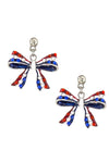 Fashion Independence Day American Flag Patriotic Bow Dangle Earring Set For Women / AZERPT025-SRB-PAT