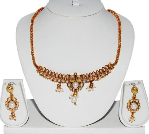 Arras Creations Designer Imitation Polki Necklace Set for Women / AZINPN019-GMO