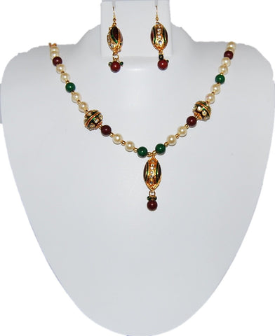 Arras Creations Imitation Pearl Necklace Set for Women / AZINPN204-PMU