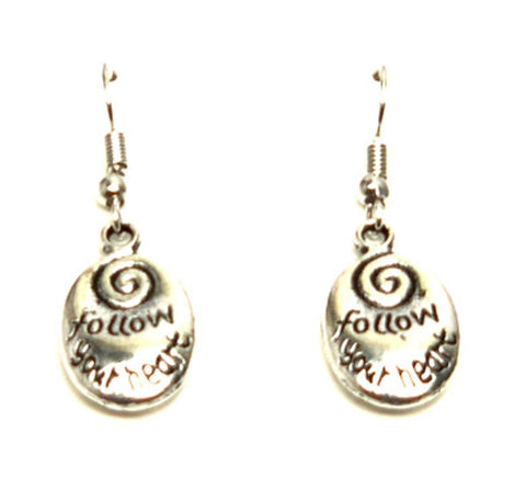 Fashion Trendy Valentine Message"Follow Your Heart" Earrings For Women / AZAEVH109-SIL