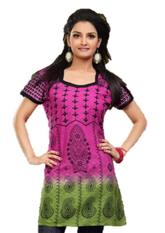Indian Tunic Top Womens / Kurti Printed Blouse tops - AZDKJD-64B