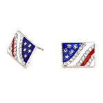 Fashion Trendy Independence Day American Flag Stud Earrings For Women / AZERPT746-SRB-PAT