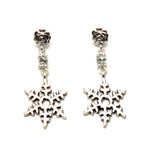 Christmas : Antique Silver Snow Flakes Dangle Post Earrings For Women / AZAEXA014-ASL